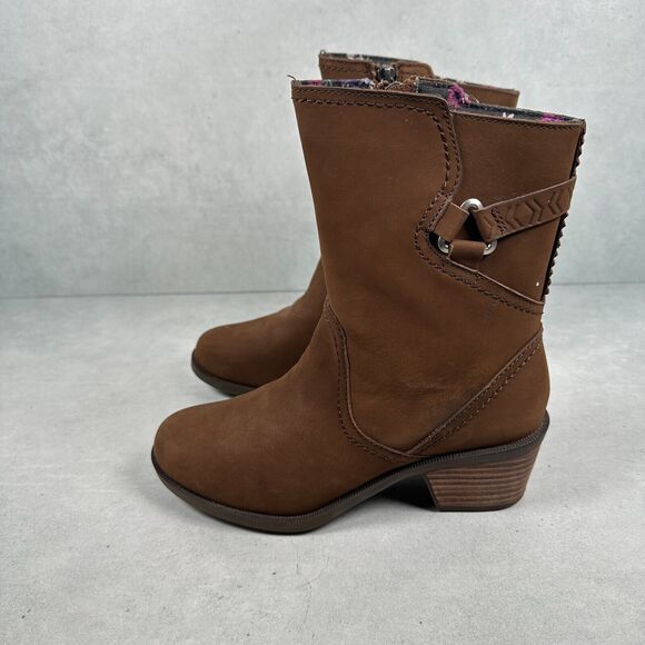 Teva Boots Womens 5.5 Brown Leather Waterproof Foxy Mid Calf Western Harness - Picture 6 of 11